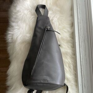The Sak leather Geo Sling Backpack, grey, NWOT